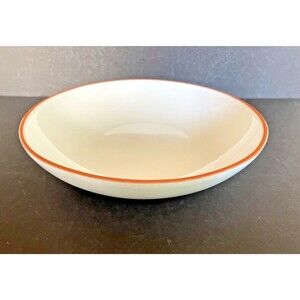 Val Do Sol Large White Serving Bowl 11.5" Terra Cotta Rim Handmade Portugal